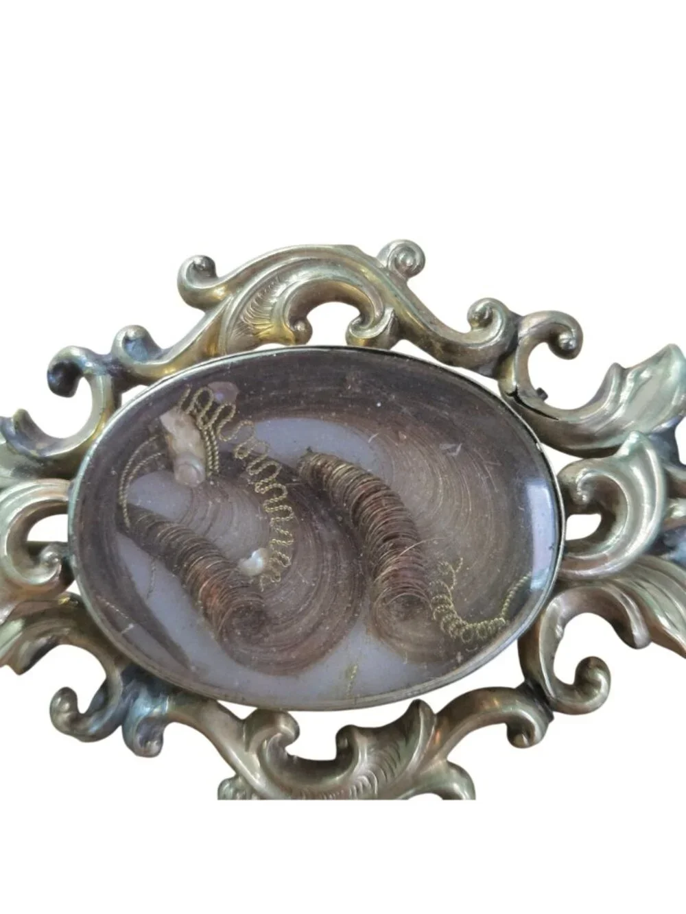 Victorian Antique 9ct Gold Mourning Hair Brooch 2